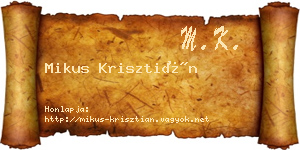 Mikus Krisztián névjegykártya